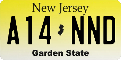 NJ license plate A14NND