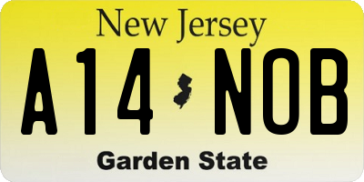 NJ license plate A14NOB