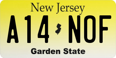 NJ license plate A14NOF