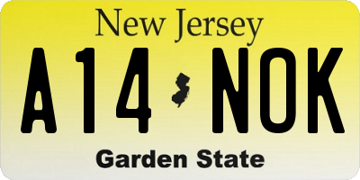 NJ license plate A14NOK
