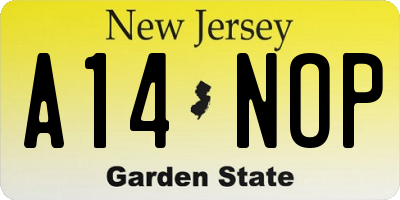 NJ license plate A14NOP
