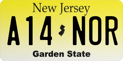 NJ license plate A14NOR
