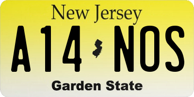 NJ license plate A14NOS