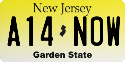 NJ license plate A14NOW