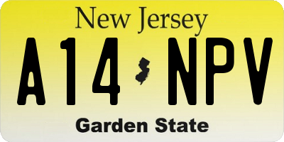 NJ license plate A14NPV