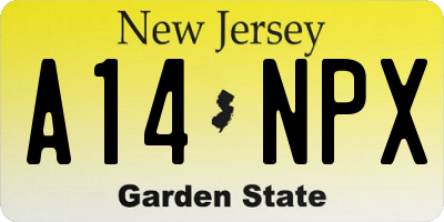 NJ license plate A14NPX