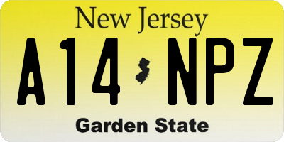 NJ license plate A14NPZ