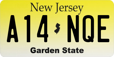 NJ license plate A14NQE