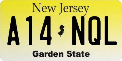 NJ license plate A14NQL