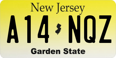 NJ license plate A14NQZ