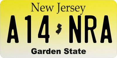 NJ license plate A14NRA