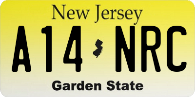 NJ license plate A14NRC
