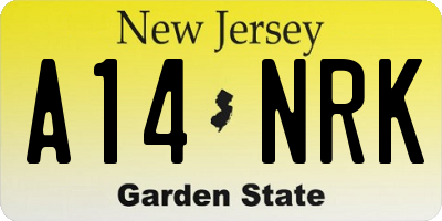 NJ license plate A14NRK