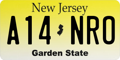 NJ license plate A14NRO