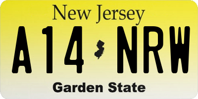 NJ license plate A14NRW