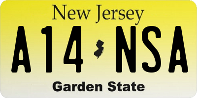 NJ license plate A14NSA