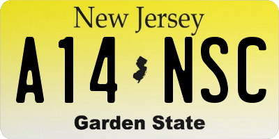 NJ license plate A14NSC