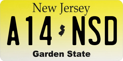 NJ license plate A14NSD