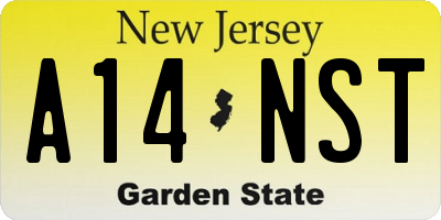 NJ license plate A14NST