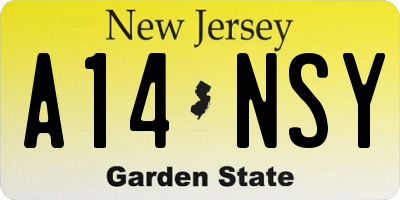 NJ license plate A14NSY