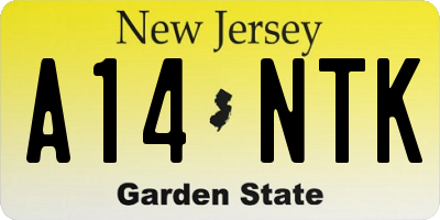 NJ license plate A14NTK