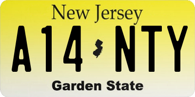 NJ license plate A14NTY