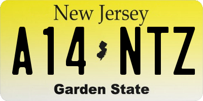 NJ license plate A14NTZ