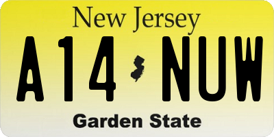 NJ license plate A14NUW