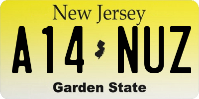 NJ license plate A14NUZ