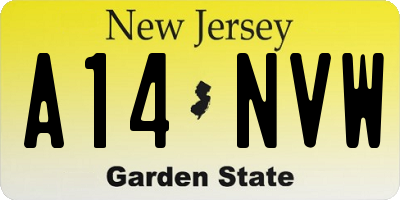 NJ license plate A14NVW