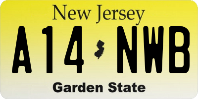 NJ license plate A14NWB