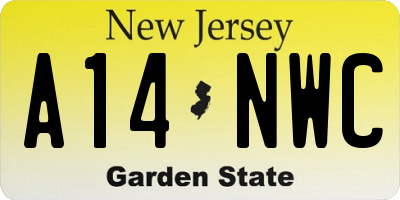 NJ license plate A14NWC