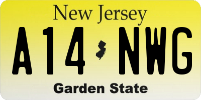 NJ license plate A14NWG