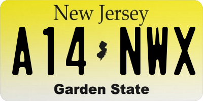 NJ license plate A14NWX