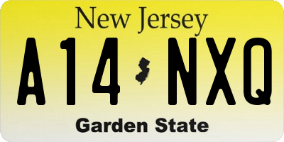 NJ license plate A14NXQ