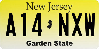 NJ license plate A14NXW