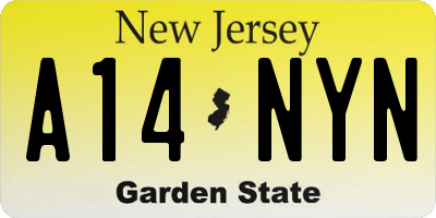 NJ license plate A14NYN