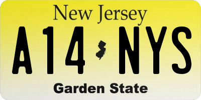 NJ license plate A14NYS