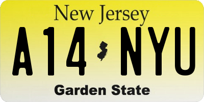 NJ license plate A14NYU