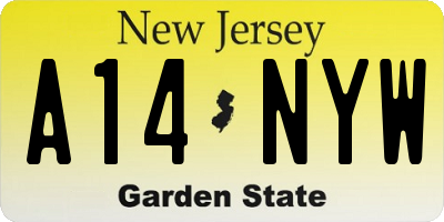 NJ license plate A14NYW