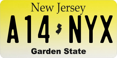 NJ license plate A14NYX