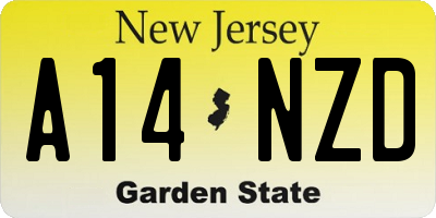 NJ license plate A14NZD