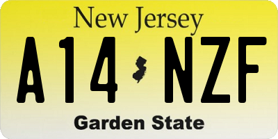 NJ license plate A14NZF