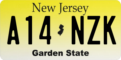 NJ license plate A14NZK