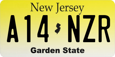 NJ license plate A14NZR