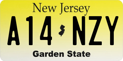 NJ license plate A14NZY