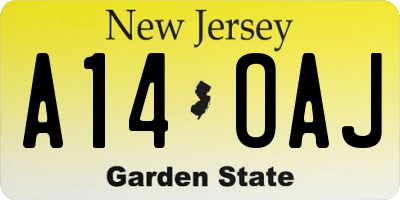 NJ license plate A14OAJ