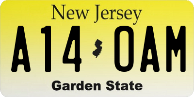NJ license plate A14OAM