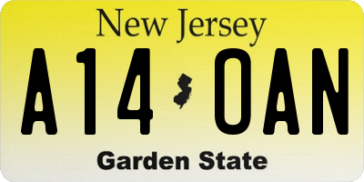 NJ license plate A14OAN
