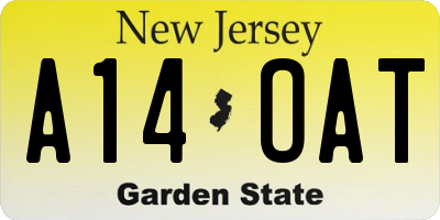 NJ license plate A14OAT